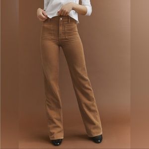 Reformation Alyssa High Rise Corduroy Pants in dark khaki - size 29